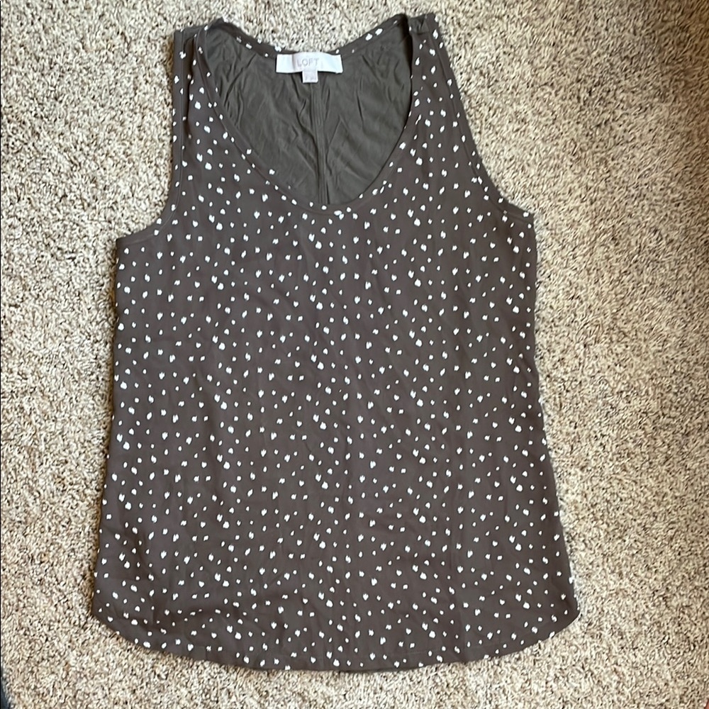 LOFT Polka Dot Sleeveless Top - Brown and White